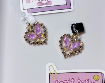 Gold Pink Heart Butterfly USB-C Dust Plug