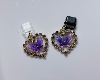Gold Purple Heart Butterfly USB-C Dust Plug