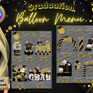 Abschluss-Ballonmenü, Ballon-Hintergrund Mockup-Preisgestaltungsmenü, Ballonvorlage, Ballonmenü-Canva-Vorlage, bearbeitbar, sofortiger Download