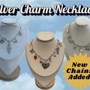 Custom Charm Necklace, Personalized Silver Charm Jewelry