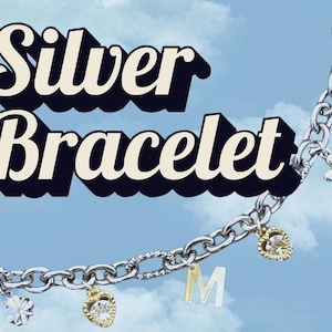 Pulseira com pingentes personalizada, joia de corrente de prata personalizada