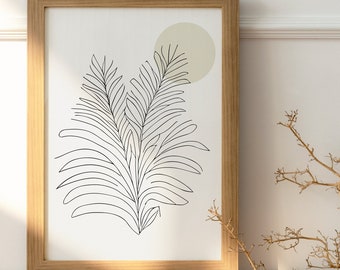 Botanical Minimalist Printable Wall Art, Line Art, Nature, Gifts for family, Artsy, Boho, Neutral,  Modern Bedroom Living Room Wall Decor