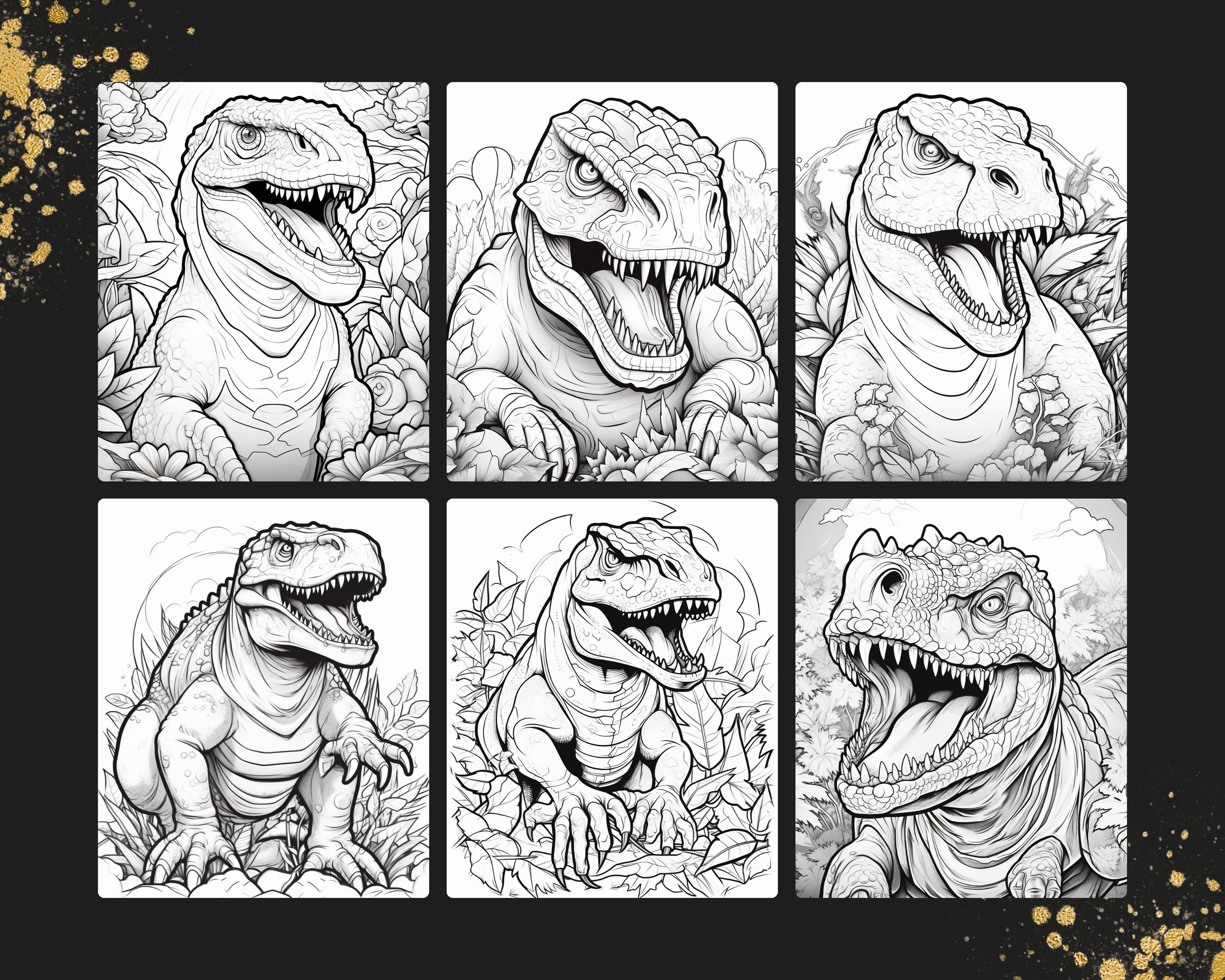 T-rex Coloring Pages 30 Pages Instant SVG Download Premium Adults Kids ...