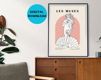 Les Muses poster prints, Greek Muses Wall Artdigital download, Greek Mythology Aesthetic Room Decor, Museum Poster, gift for friend, instant