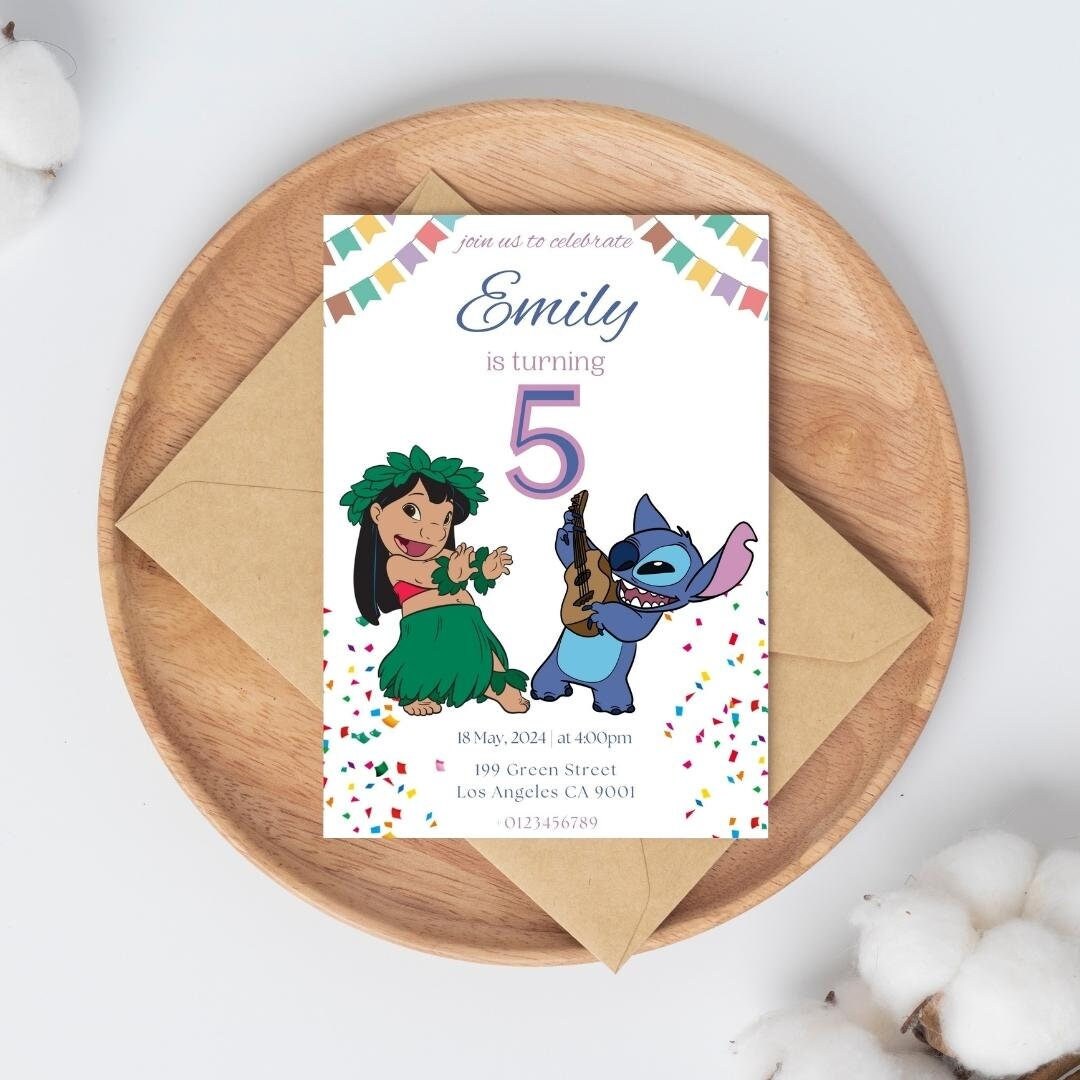 Stitch Birthday Invitation, Editable Lilo and Stitch Invite, Printable ...
