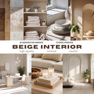 Fotos de Interiores Bege para Mídias Sociais | Imagens de Interiores Estéticos, Neutros, com Estilo de Vida Luxuoso e Minimalista, e Imóveis Modernos