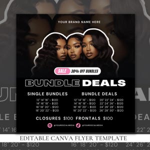Bundle Deal Flyer, Hair Extension Price List, Hair Bundles Flyer,