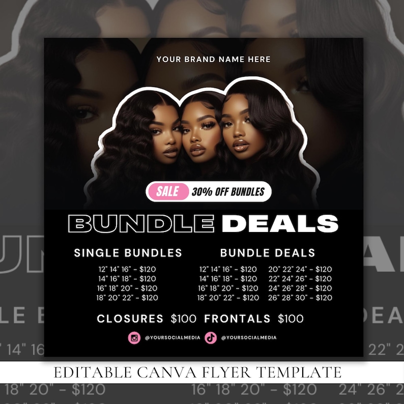 Bundle Deal Flyer, Hair Extension Price List, Hair Bundles Flyer,