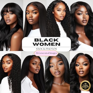Stock Photos for Black Women, Hair Stock Images with PLR, Haircare Model Melanin Beauty Aesthetic, It Girl, Stock Image for Digital Products
