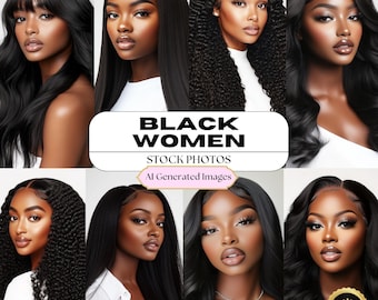 Stock Photos for Black Women, Hair Stock Images with PLR, Haircare Model Melanin Beauty Aesthetic, It Girl, Stock Image for Digital Products