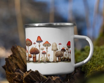 Taza de esmalte de hongos salvajes