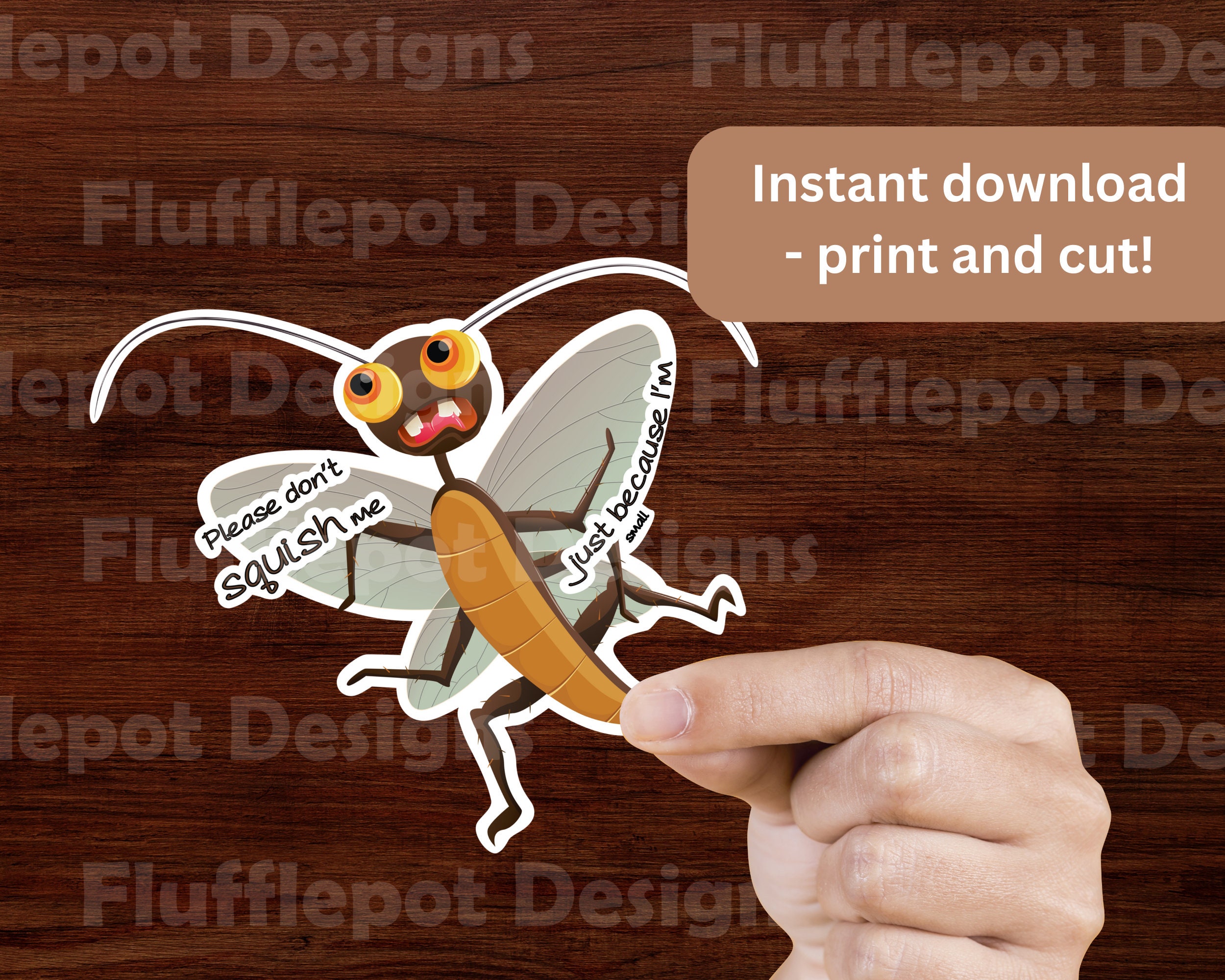 Cute Bug Printable Sticker, Cute Cockroach Sticker, Hi-res PNG, Instant ...