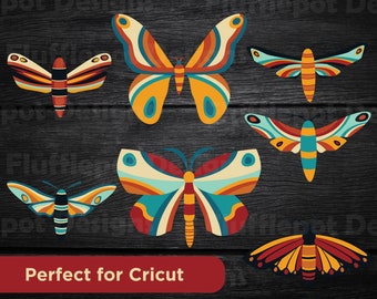 Vintage Moth Clipart: Retro Vector Graphics, Cricut Ready (Digital Download)