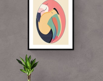 Toucan & Flamingo Art Print: Tropical Bird Wall Decor (Digital Download)