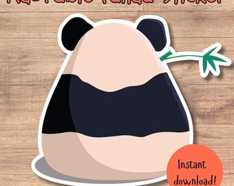 Cute Panda Sticker, Eating Bamboo (Digital Download)