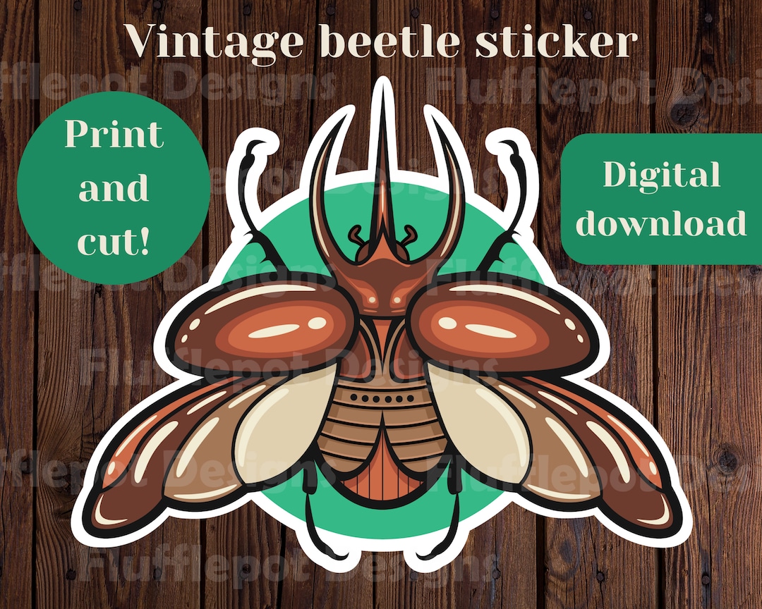 Vintage Atlas Beetle Sticker: Retro Bug Print & Cut (digital Download ...