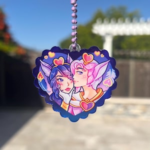 LEAGUE HEART KEYCHAINS // Lightcannon Lux Jinx Jhin Hwei Neeko Nidalee Leona Diana Caitvi Caitlyn Vi Xayah Rakan LoL League of Legends image 6