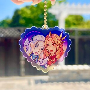 LEAGUE HEART KEYCHAINS // Lightcannon Lux Jinx Jhin Hwei Neeko Nidalee Leona Diana Caitvi Caitlyn Vi Xayah Rakan LoL League of Legends image 7