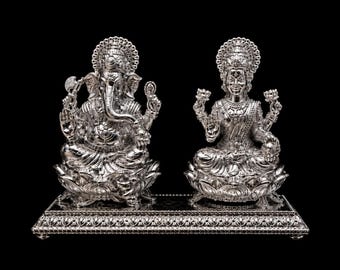 Puur zilveren lakshmi ganesh-afgodenset