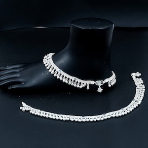Handmade pure Silver Indian Payal With Noisy Jingle Bells Gorgeous Anklet Pair