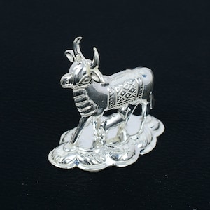 Pure Silver Kamdhenu Cow and Calf Idol for puja