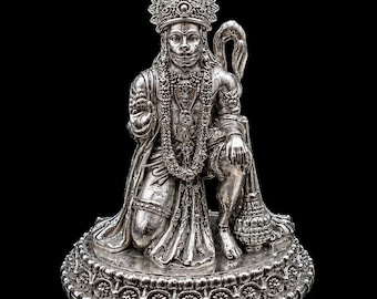 Puur zilveren Hanuman (Baitha Ashirwad)-idool