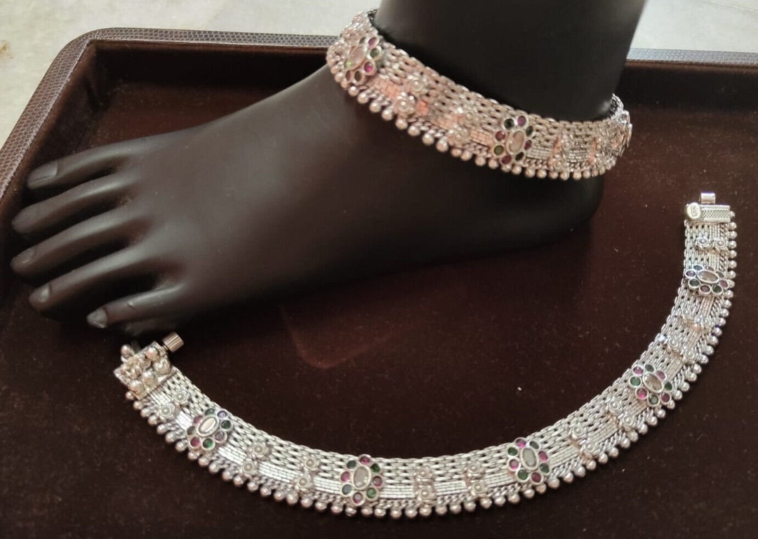 Silver Anklet Rajasthani Heavy Payal Design Buy Handmade Pure