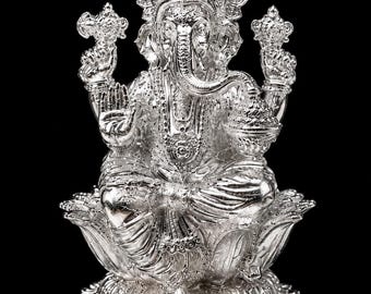 Zuiver zilveren Ganesh (Kamal Paysod) beeld