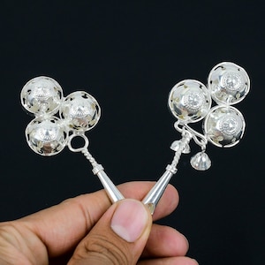 Handmade Silver Baby Jhunjhuna/Rattle with whistle in Set of 2