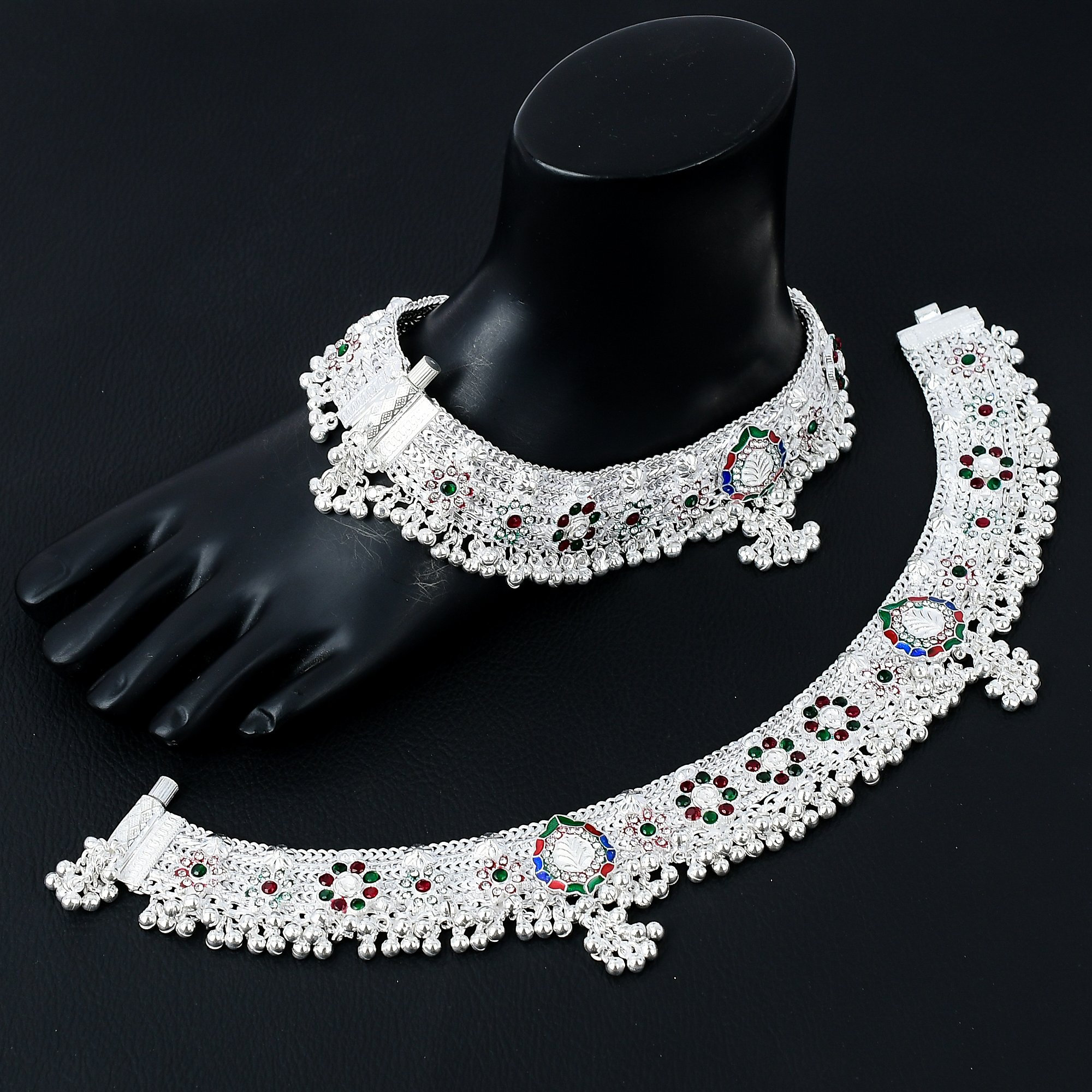 Rajasthani Payal Handmade Beautiful Pure Silver Indian Bridal