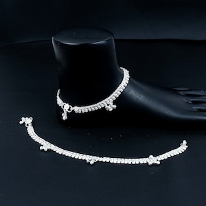 Unique Indian Payal Anklet Set Handcrafted Pure Silver