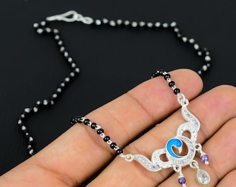 Silber Mangal Sutra Kette Halskette Geschenk für Frau