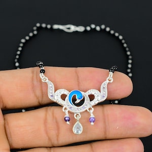 Handmade Silver Mangal sutra chain necklace gift for wife