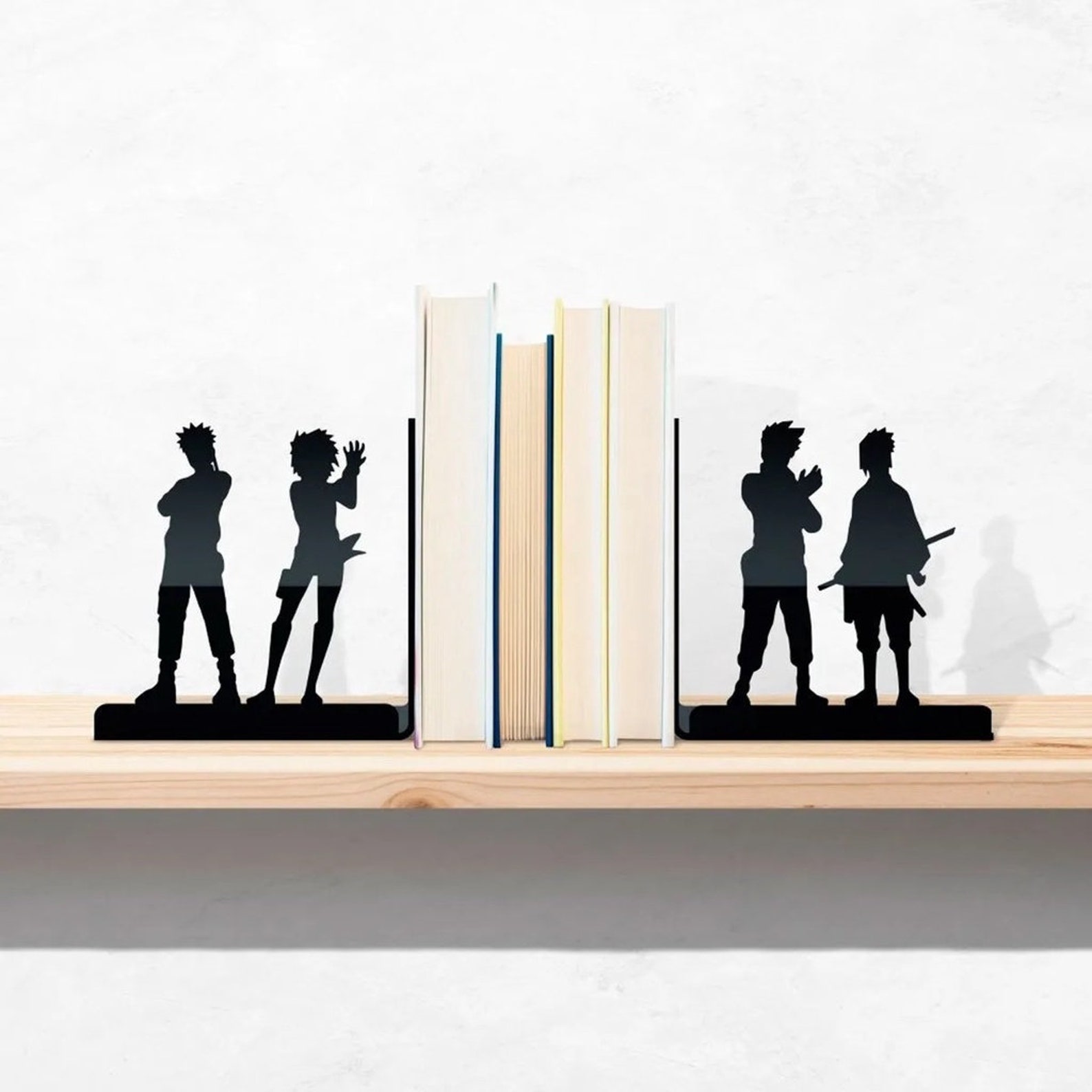 Naruto Bookends Anime Metal Bookends Metal Black Book Etsy