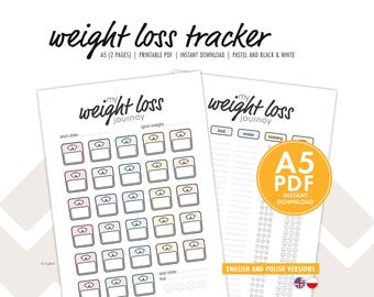 Weight Loss Tracker: Calorie, Workout & Water (Printable PDF)