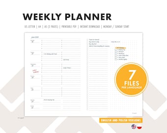 Minimalist Weekly Planner: Undated A4 A5 Letter Size (Printable PDF)