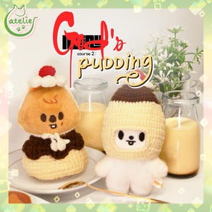 Stroje SKZOO Stray Kids 10 cm | Kurs 2: Pudding | Ubrania SKZOO OT8 | Ręcznie robione na szydełku stroje