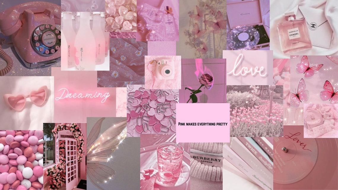 Aesthetic Pinterest Cute Pastel Pink Desktop Wallpaper Themed