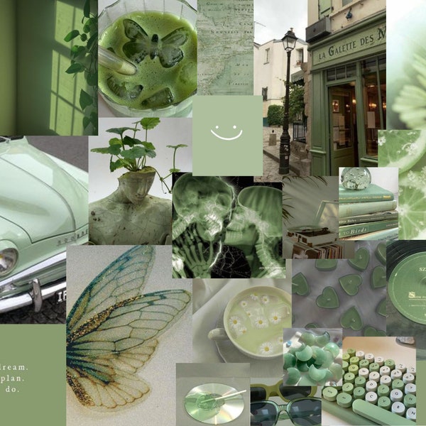 Aesthetic Pinterest Cute Pastel Green Desktop Wallpaper Themed Background Pack of 2 Different Shades (1920x1080 Dimensions)