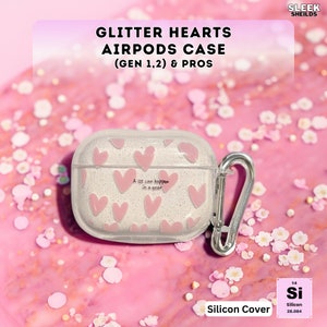 Étui pour AirPods coeurs scintillants, coque Apple AirPods, AirPods 1,2 Pro, joli étui pour écouteurs, habillage en silicone pour AirPods, support pour AirPods, LD032