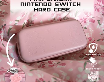 Pink Sakura Flower Skin Shell Carry Bag Switch OLED PU Waterproof, Switch Case - Switch Carrying Case - Switch / Switch Lite