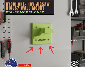 Ryobi ONE+ 18V Jigsaw  (R18JS7) Wall Mount | 3D Printed Holder | Space Saving Storage | Ryobi Storage and Tools | Garage Organiser