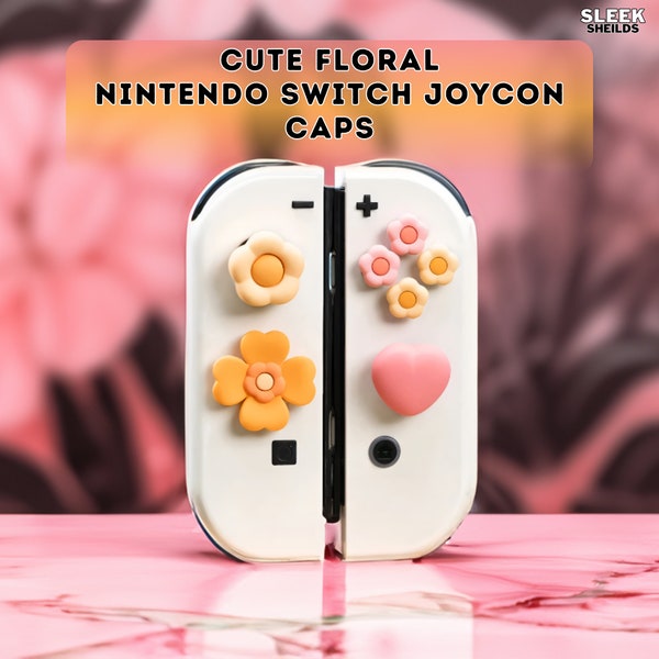 Cute Floral Joystick Thumb Stick Grip Cap Cover For Nintendo Switch OLED and NS Joy-con Skin Case, Nintendo Accessories, Joycon Caps, LD018