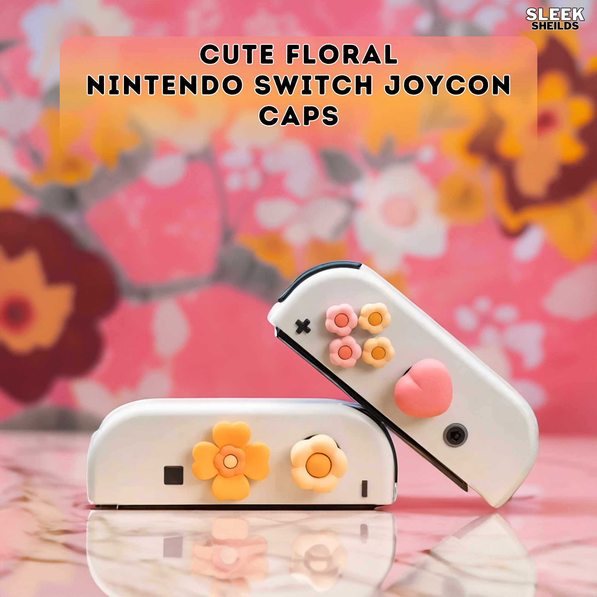Cute Floral Joystick Thumb Stick Grip Cap Cover for Nintendo Switch
