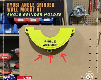 Ryobi One+ Compatible Angle Grinder Mount | 3D Printed Holder | Ryobi Angle Grinder | Ryobi Storage and Tools | Garage Organiser