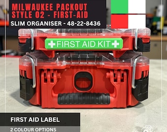 Milwaukee Packout Low Profile First Aid Handle Labels SMALL Low- Profile Compact Organiser STYLE 01 - Packout 48-22-8436 | Organizer Label