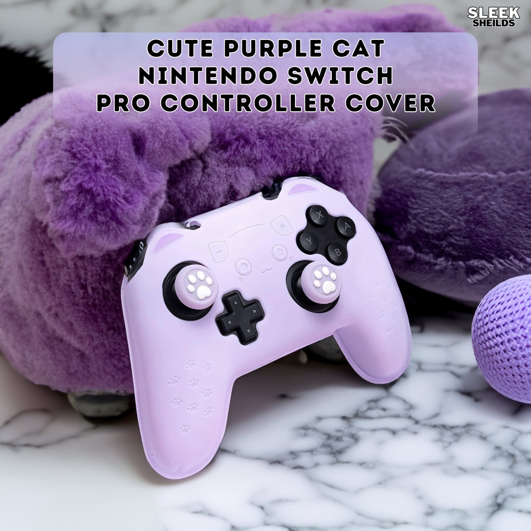 Cute Cat Nintendo Switch Pro Controller Cover, Purple Nintendo Switch ...