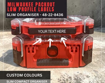 Milwaukee Packout Low Profile Custom Handle Labels | SMALL Compact Organiser for Packout 48-22-8436 |  Personalised Labels for 48-22-8436