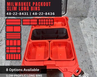 Long Bins for Milwaukee Low-Profile Compact Organiser  | Bins for 48-22-8431 & 48-22-8436 | Packout Storage Upgrades | *FREE AUS SHIPPING*