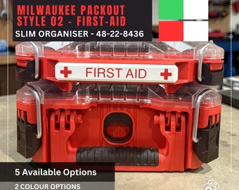 Milwaukee Packout Low Profile First Aid Handle Labels SMALL Low- Profile Compact Organiser STYLE 02 - Packout 48-22-8436 | Organizer Label